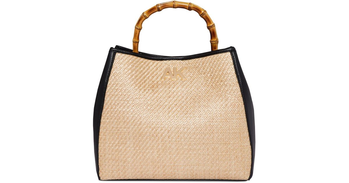 Anne Klein Bamboo Top Handle Straw Tote in Natural | Lyst