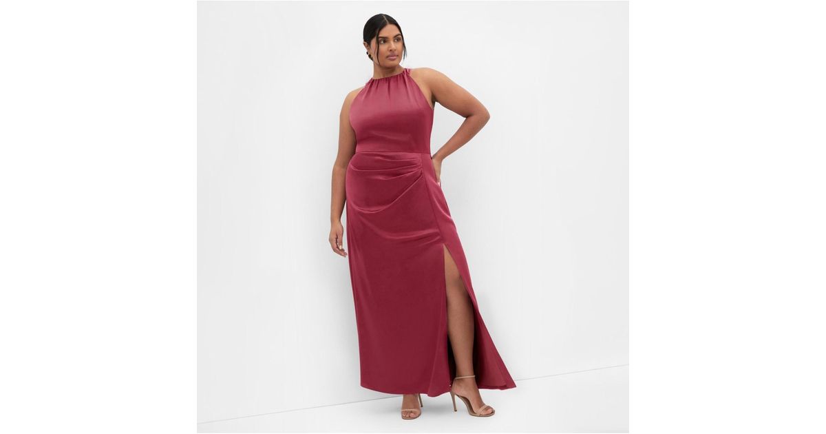 City Chic Celina Halter Maxi Dress in Red | Lyst
