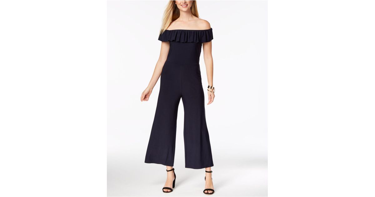 macy's off the shoulder jumpsuit