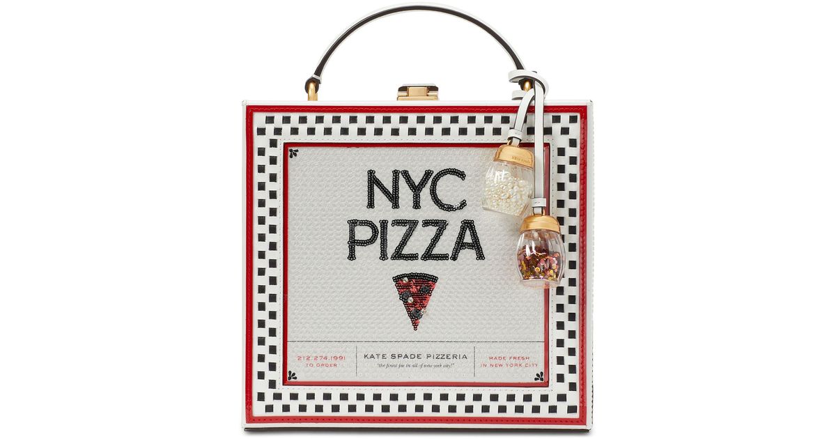 Kate Spade Slice Printed Spazzolato Leather Mini Pizza Box Bag Lyst