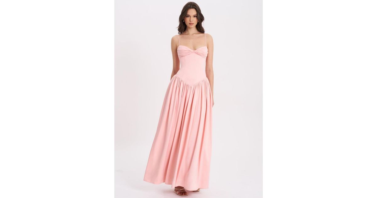Miss Circle Najwa Baby Ruched Breast Drop Waist Maxi Dress in Pink | Lyst