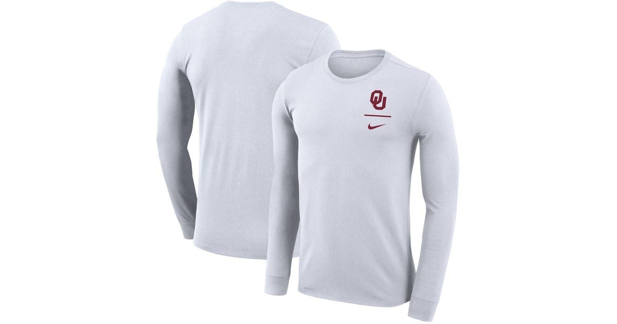 Nike Synthetic White Oklahoma Sooners Logo Stack Legend Performance Long Sleeve T-shirt for Men ...