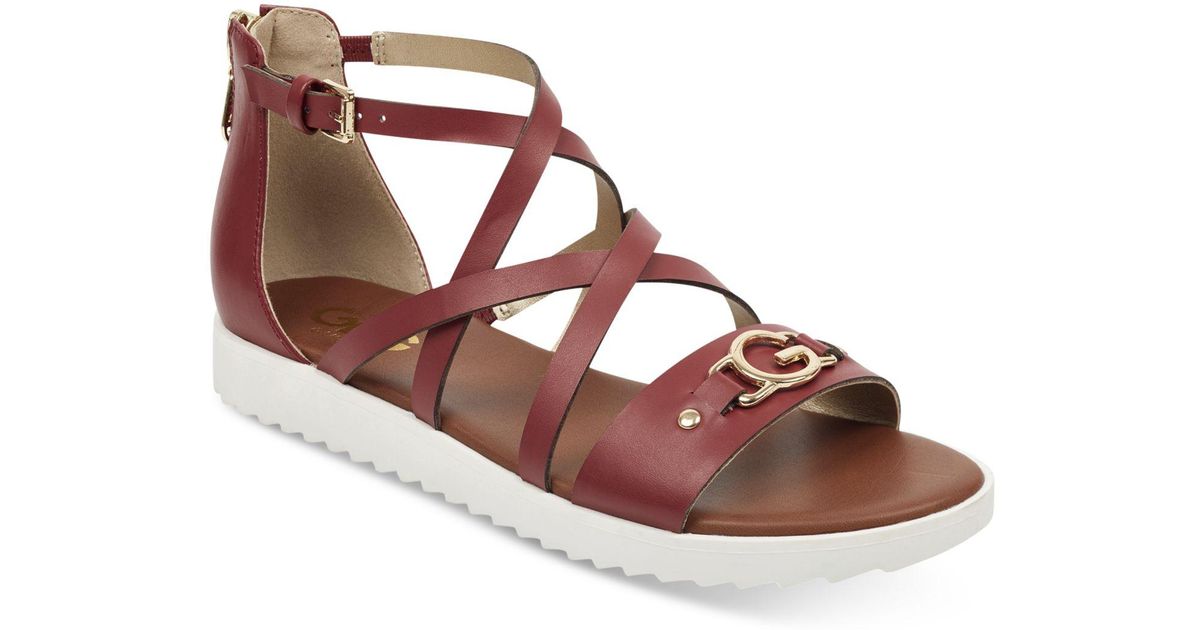 guess sandals red