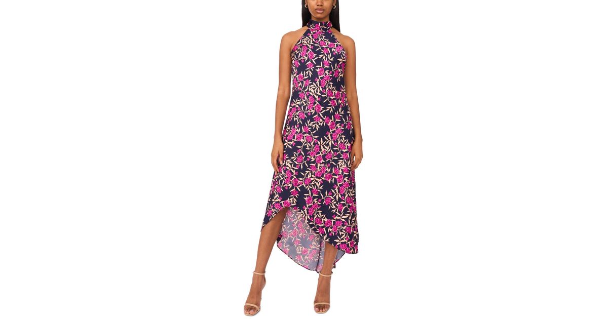 cece halter dress Draped Satin Tie Back Midi in Purple DEL.4/15