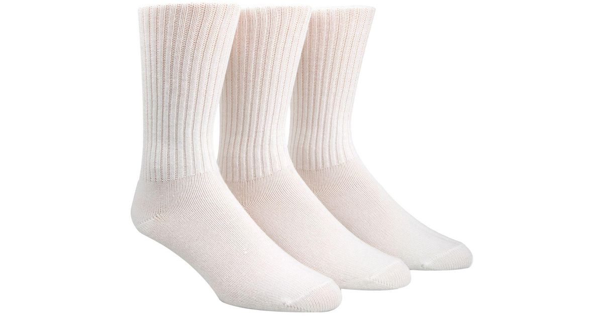 Calvin Klein Socks, 3 Pack Cotton Rich Casual Rib Socks in White for
