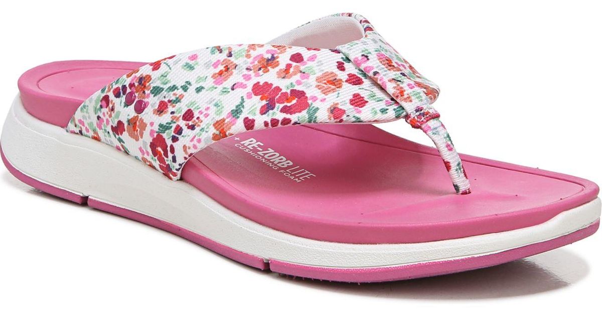 Ryka Timid Thong Sandals in White Floral (Pink) | Lyst
