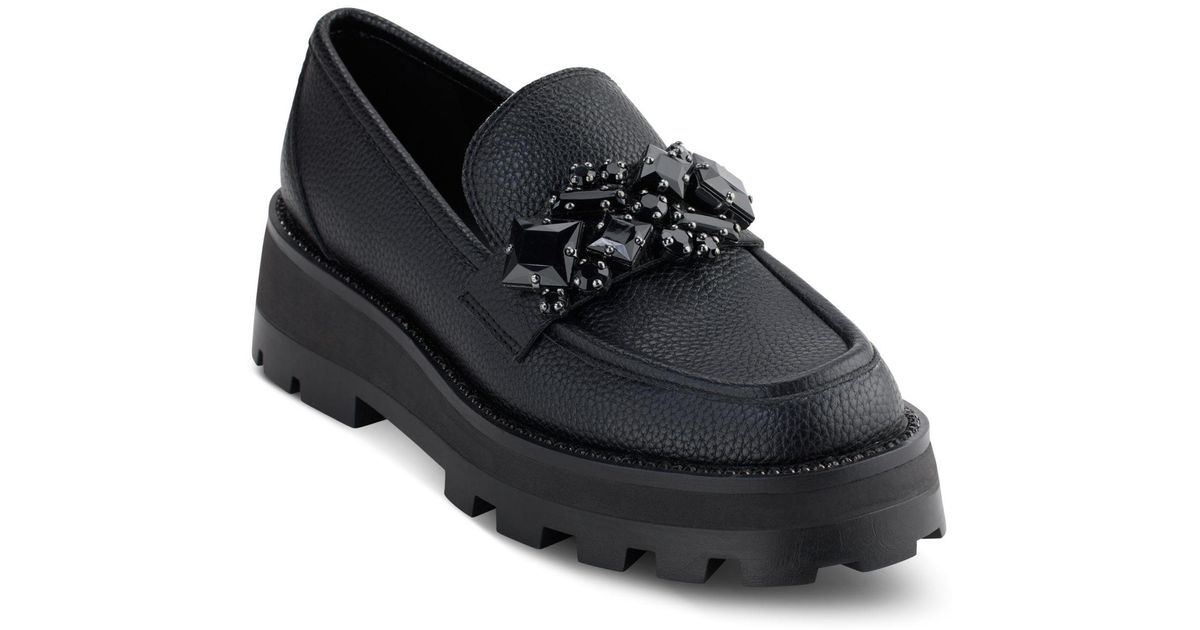 Karl Lagerfeld Marcia Slipon Embellished Loafer Flats in Black Lyst