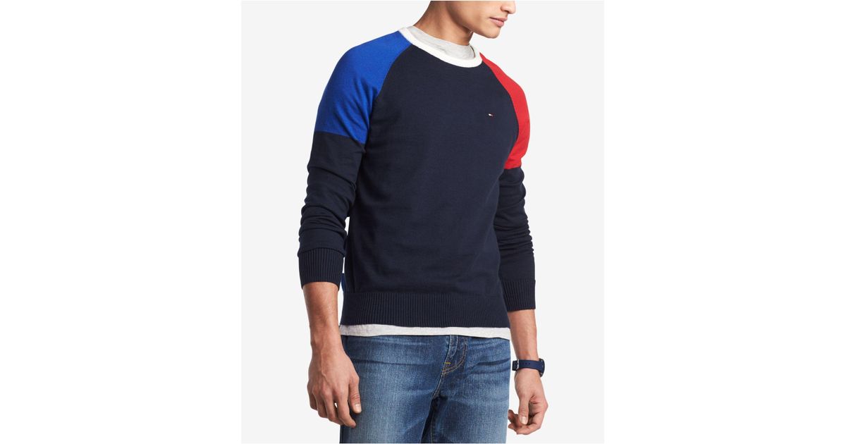 tommy hilfiger perry colorblocked raglan sleeve sweater