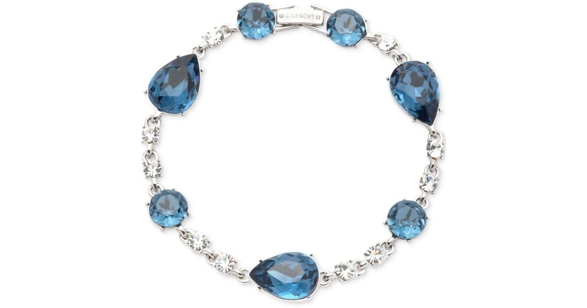 Givenchy Silver-tone Mixed Crystal Flex Bracelet in Blue | Lyst