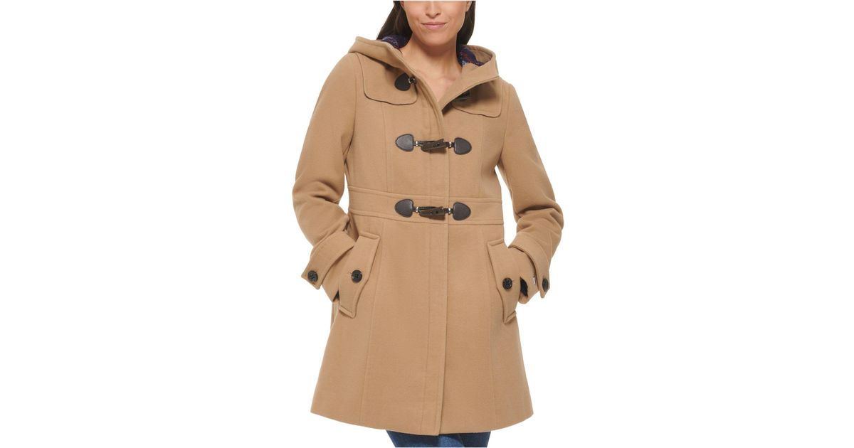 Tommy Hilfiger Synthetic Hooded Toggle Walker Coat, Created For Macy's in  Camel (Natural) | Lyst