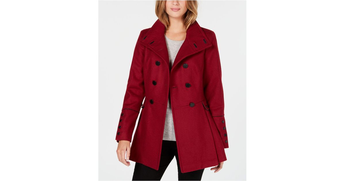 doorboren Uit Verleden Calvin Klein Double-breasted Skirted Coat in Red | Lyst