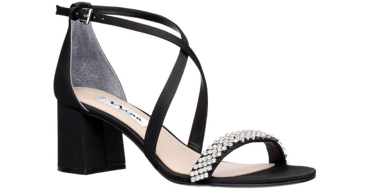 Nina Nora Block Heel Dress Sandals in Black Lyst