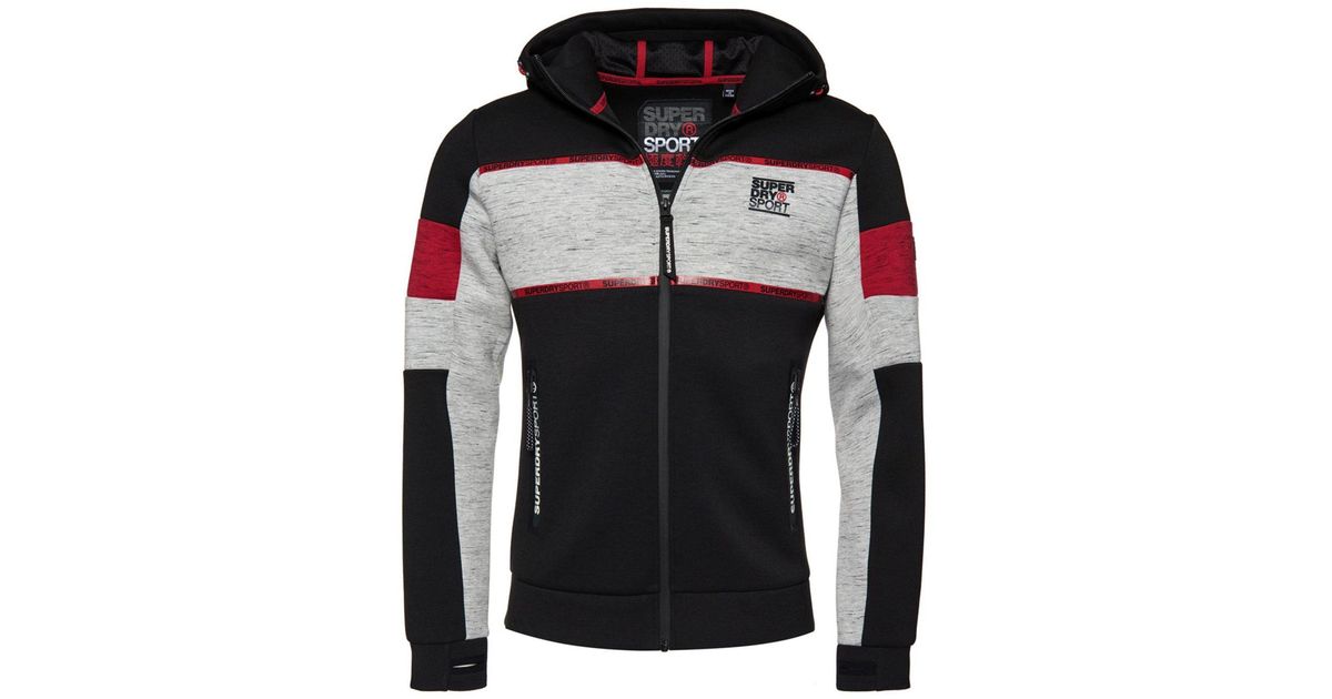 gym tech stretch block zip hoodie