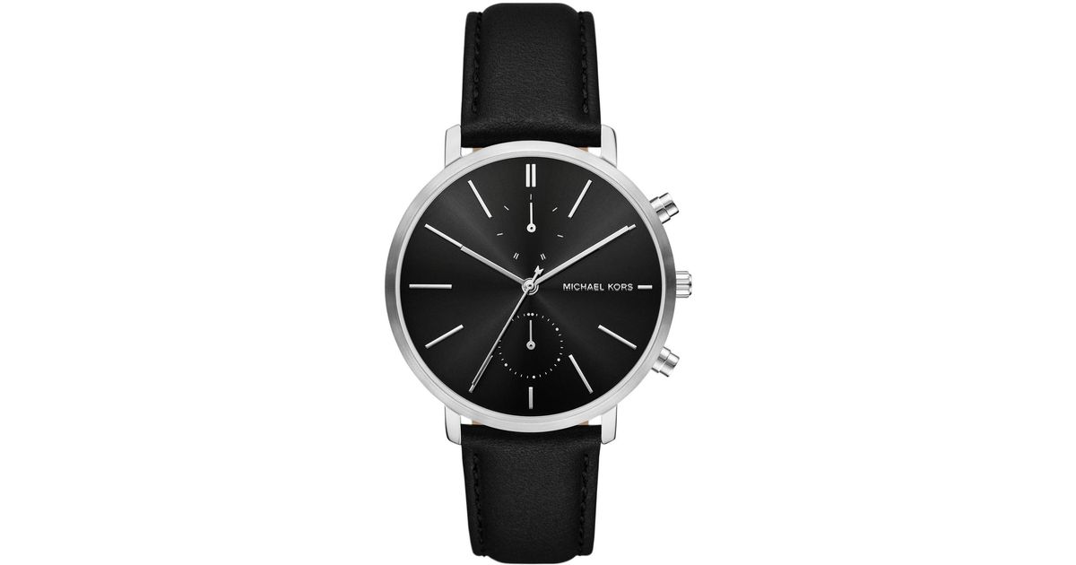 Michael Kors Blake Multifunction Leather Watch in Black for Men | Lyst