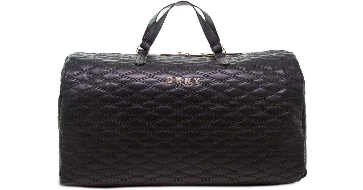 dkny quilted barrel duffle large