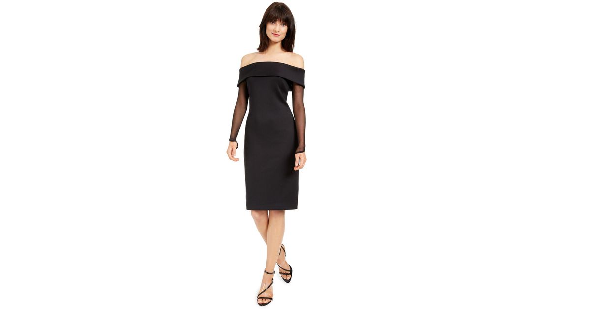 calvin klein black off shoulder dress