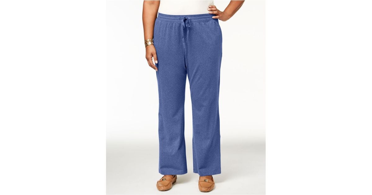 Karen Scott Plus Size Knit Drawstring Pants, Created For Macy's in Blue ...