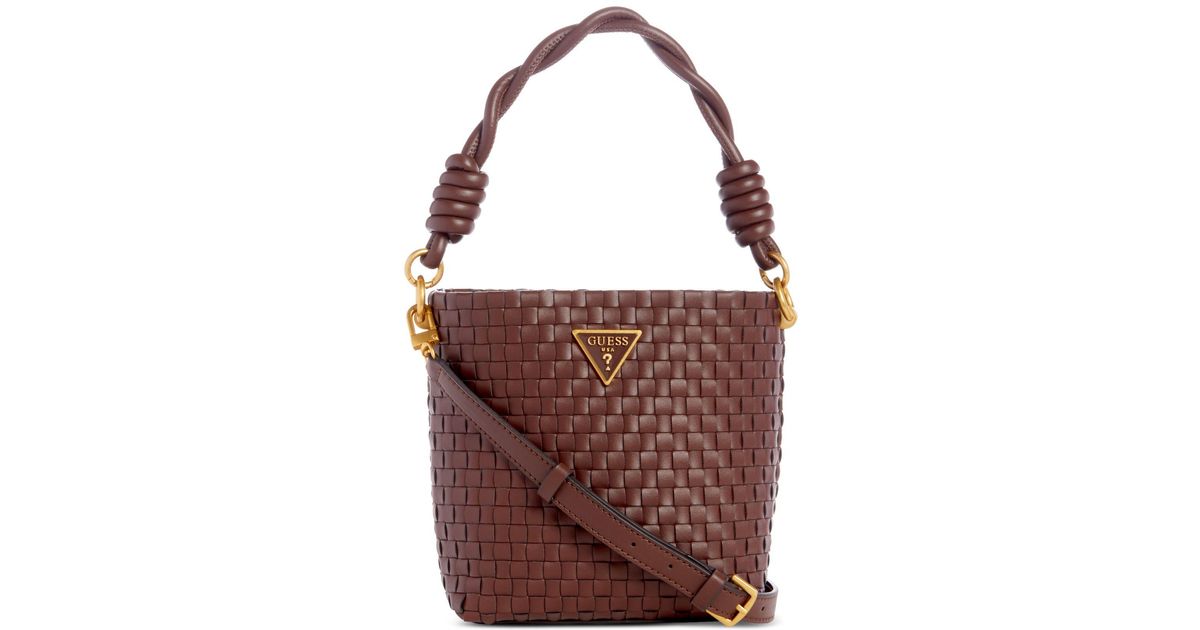 Guess Lisbet Small Woven Bucket Crossbody in Purple Lyst