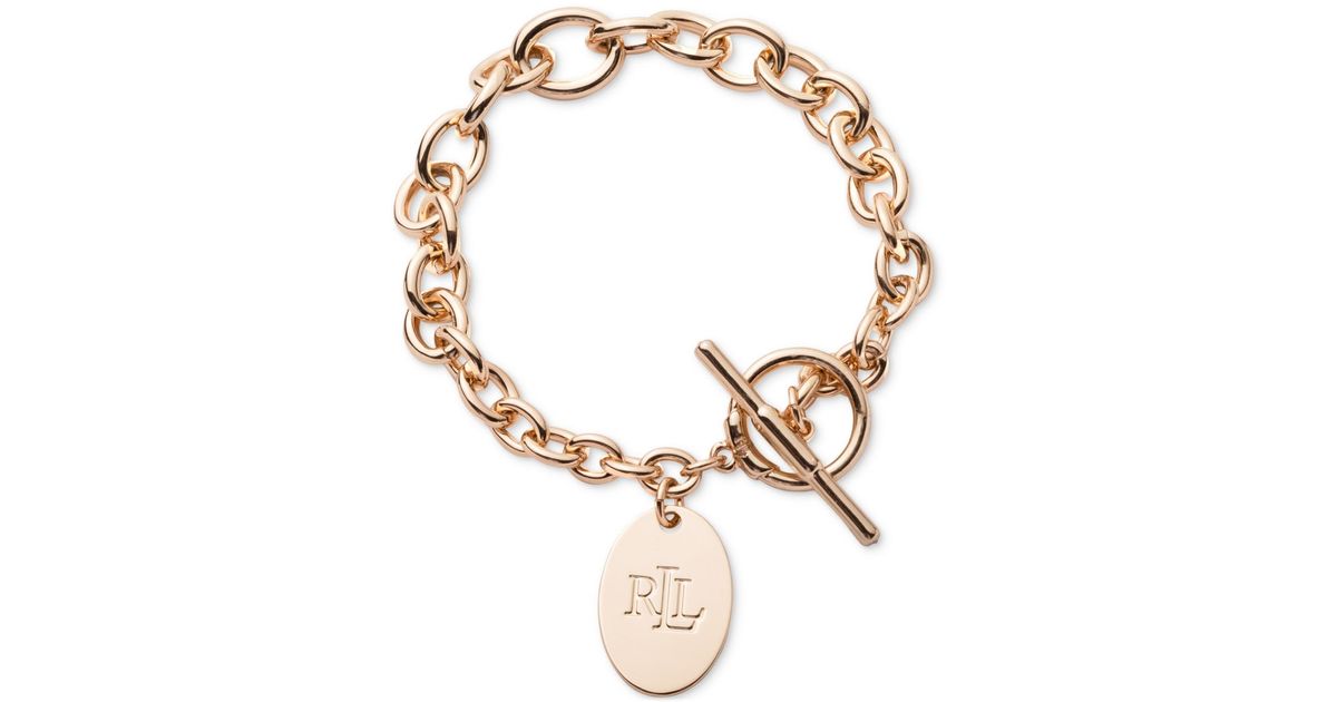 ブレスレット Lauren Ralph Lauren Logo Charm Chain Link Toggle Bracelet Ralph Lauren Tone Logo Charm Chain Link toggle Bracelet in