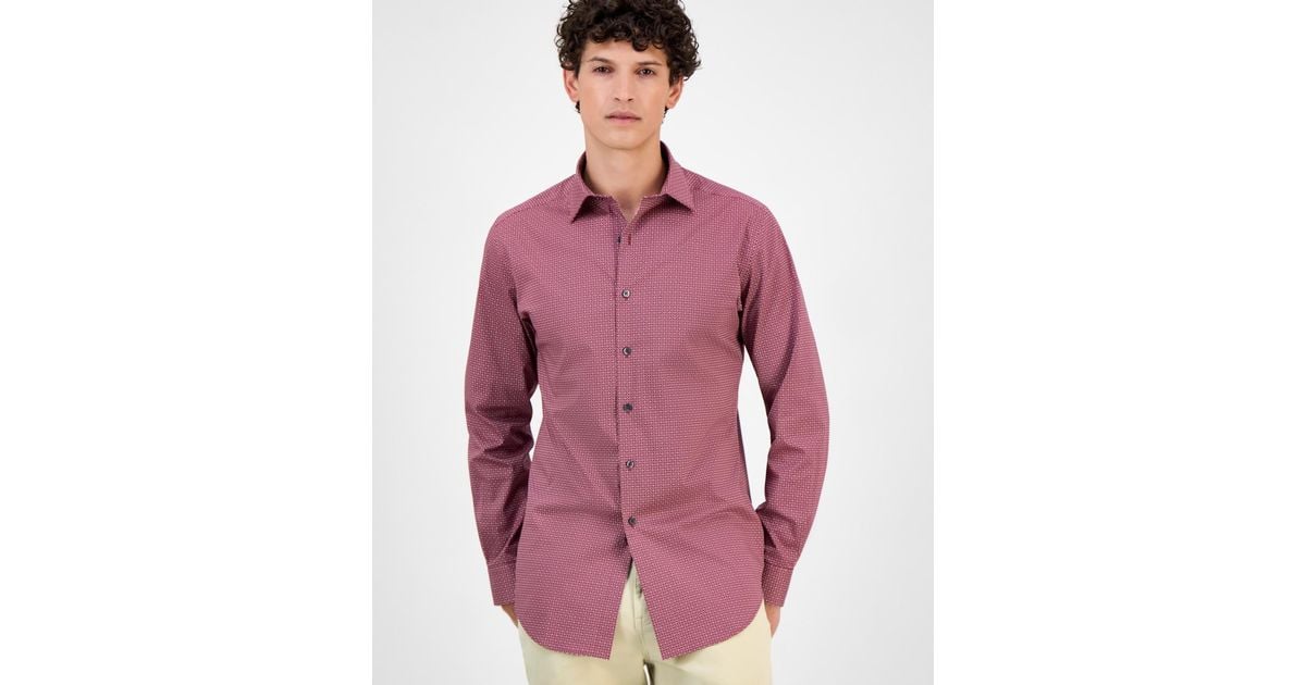 Alfani Slim-fit Spots Macro Diamond Print Dress Shirt in Purple for Men |  Lyst