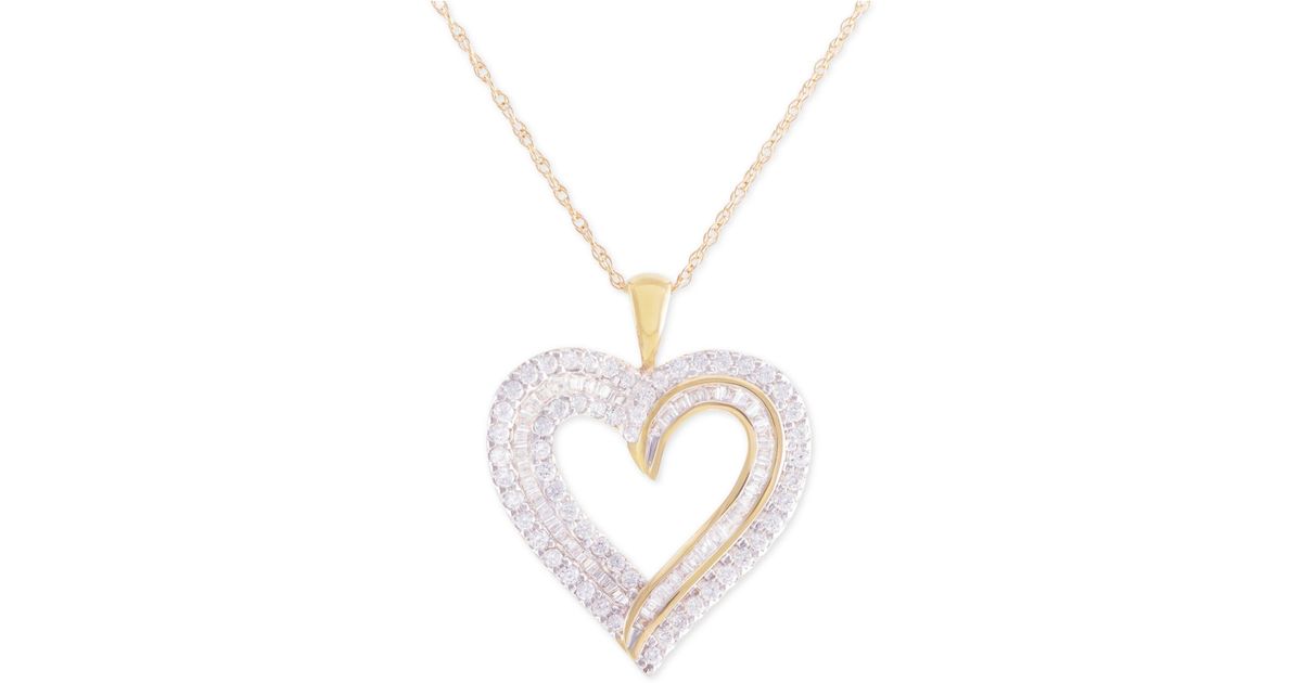 Men 10k Yellow Shadow Heart Pendant Slide Jewelry - Diamond Shadow Heart Pendant 10k White Gold