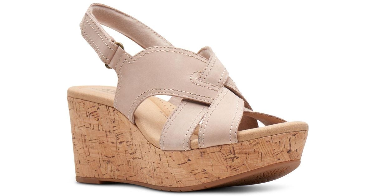 Clarks Rose Erin Wovenstrap Wedge Sandals in Natural Lyst