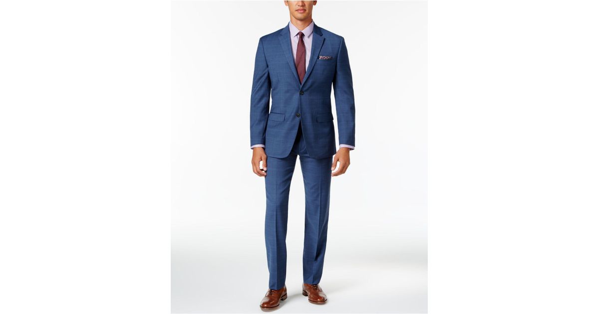 tommy hilfiger blue plaid suit