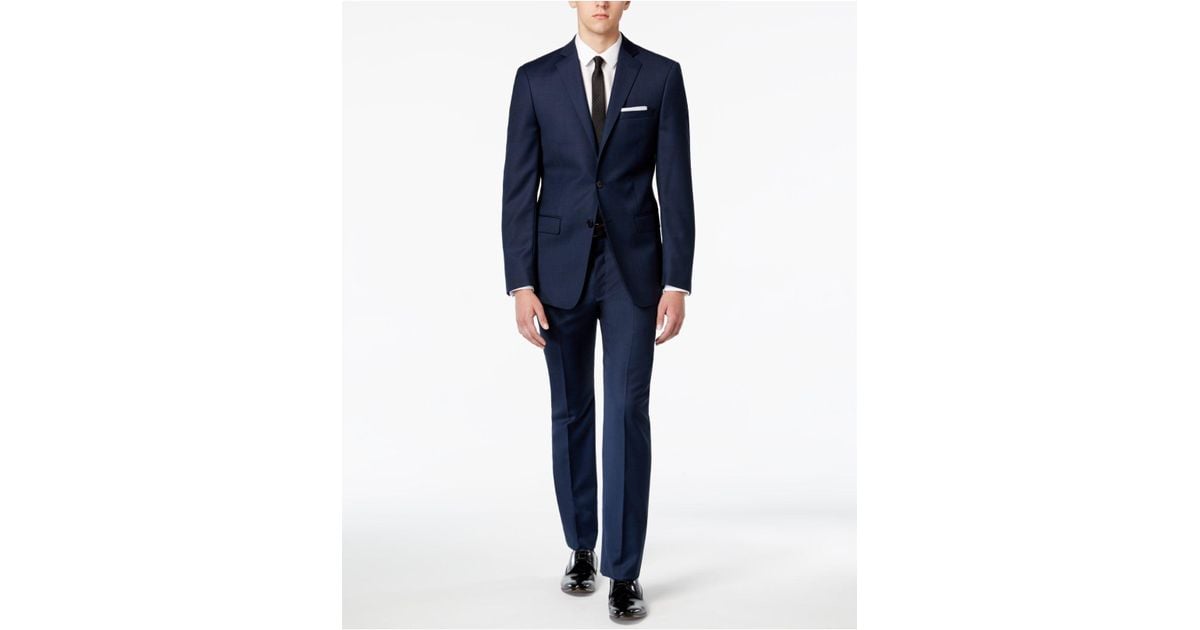 Calvin Klein X-fit Blue/charcoal Birdseye Slim Fit Suit for Men | Lyst Calvin Klein X-fit Blue/charcoal Birdseye Slim Fit Suit for Men | Lyst