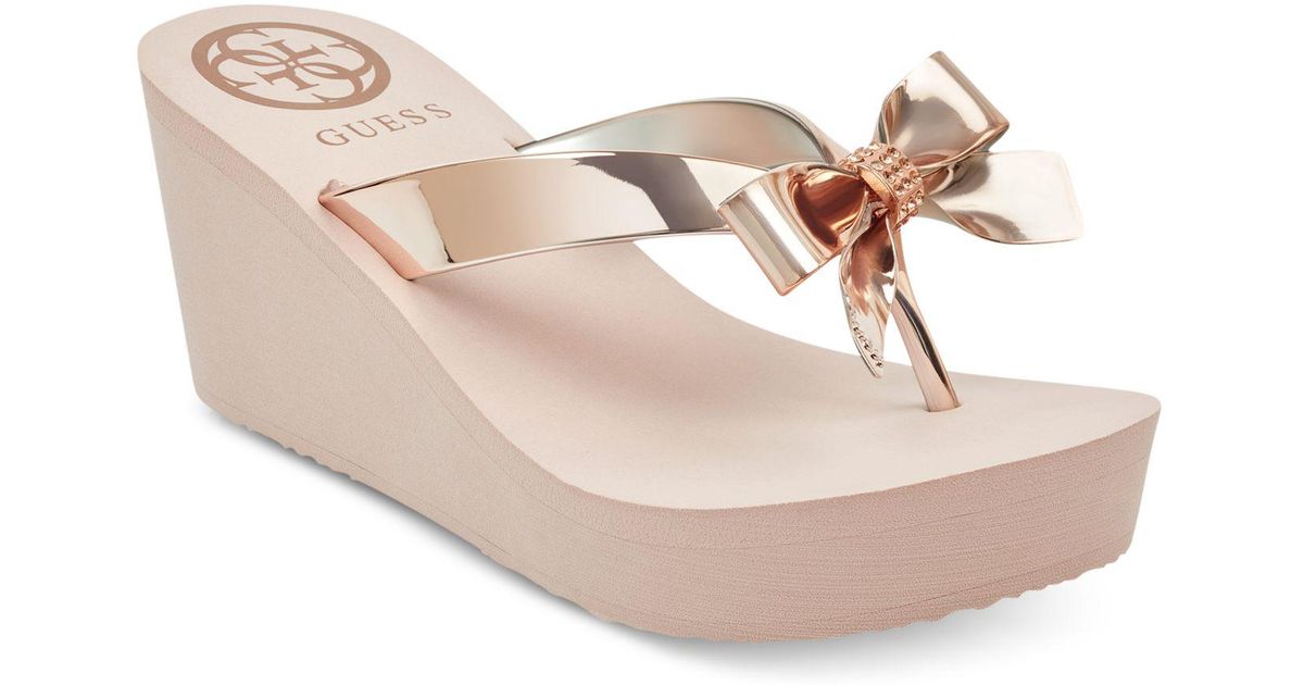 Guess Siarra Flip-flop Wedge Sandals in Pink | Lyst