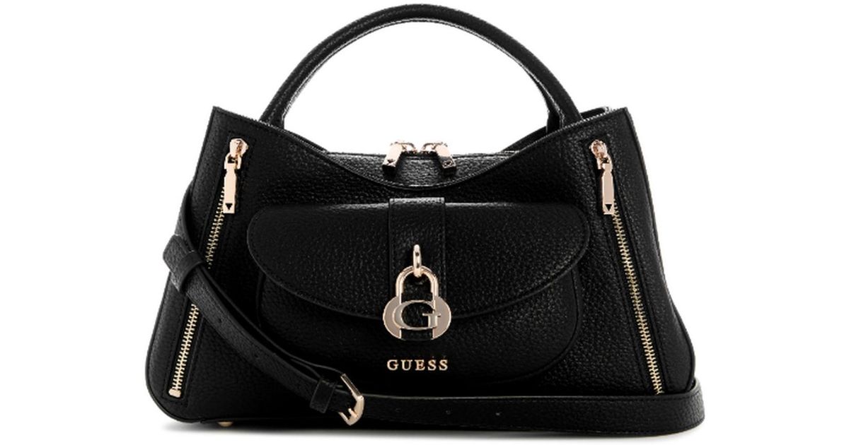 Guess Jessa Girlfriend Medium Satchel Handbag in Black | Lyst