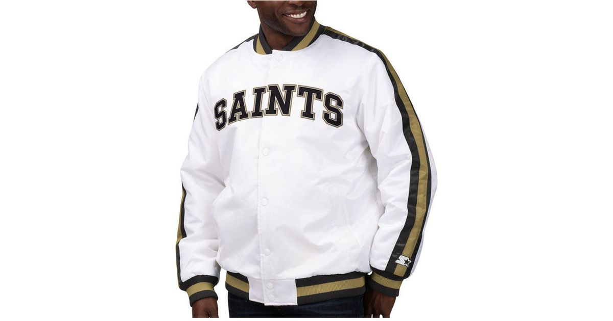 Starter New Orleans Saints The Dline Satin Jacket in White for Men Lyst