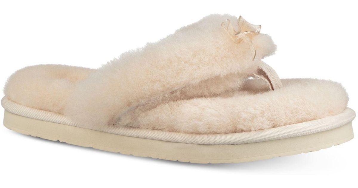 UGG Fur Fluff Flipflop Iii Slippers in White (Natural) Save 26 Lyst