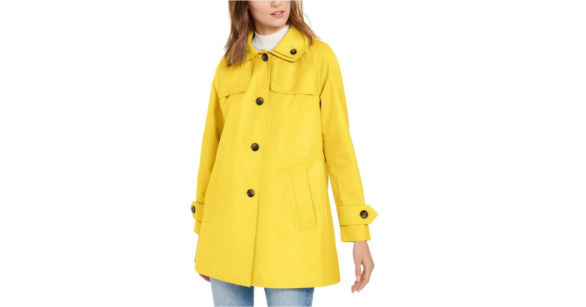 London Fog Cotton Hooded Waterresistant Raincoat in Lemon (Yellow) Lyst