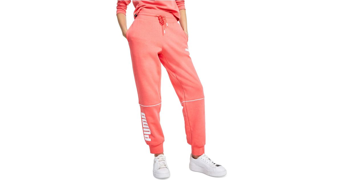 PUMA Power High-waist Sweatpant Jogger in Red | Lyst
