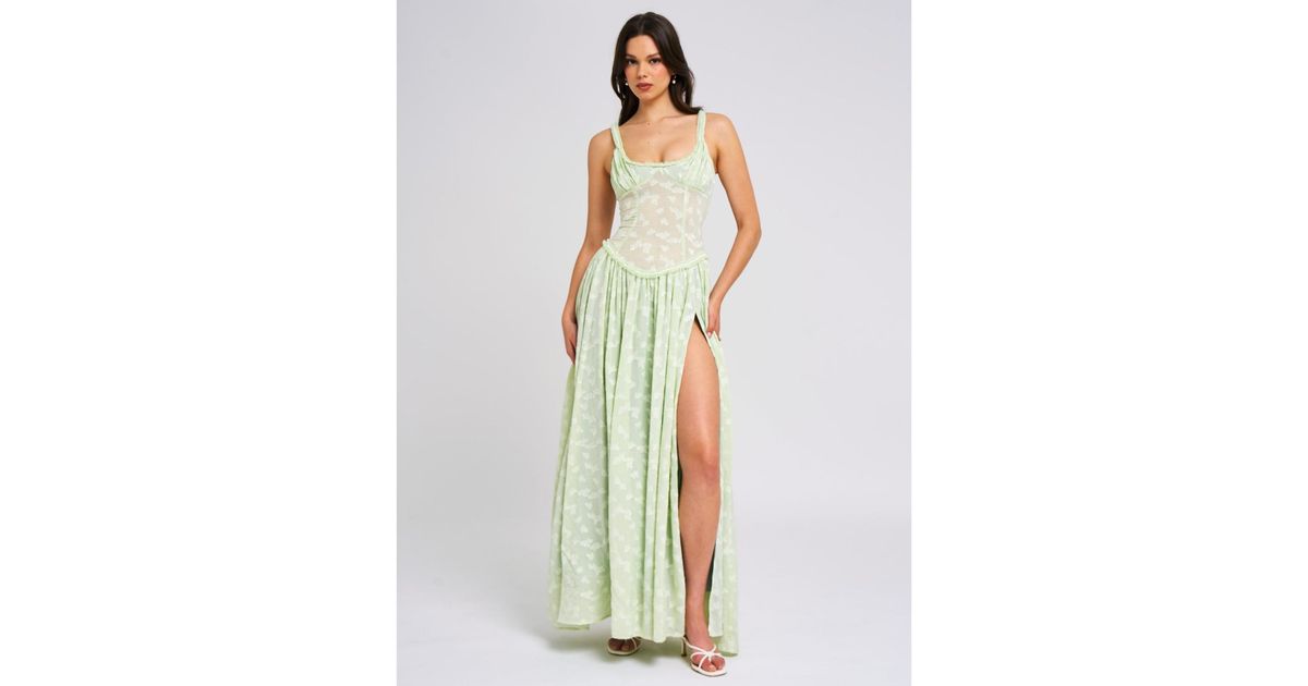 green zara satin dress Rihoas Sweetheart Neck Bustier Midi Dress in Sage Green main image 0