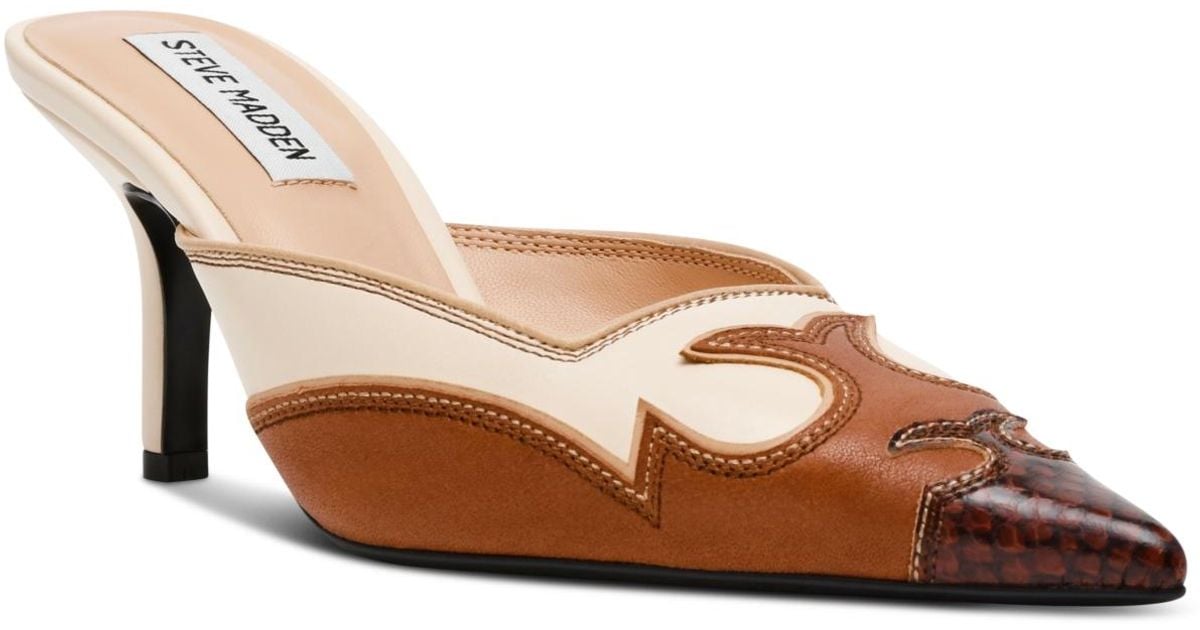 Steve Madden Thorin Pointed-toe Mid-heel Mule Pumps in Brown