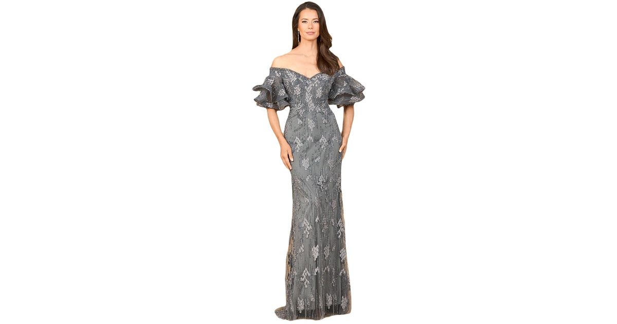 Off Shoulder Mermaid Lace Gown with Overskirt