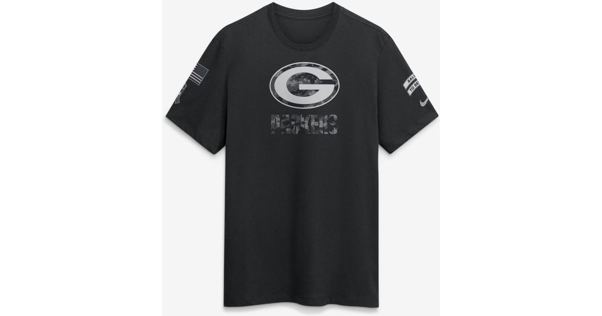 Packer Material Nike Green Bay Packers 2026 Salute To Service Slub T-shirt in Black for ...