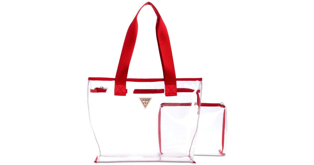 Guess Synthetic G Vision Clear Tote in Red/Silver (Red) | Lyst