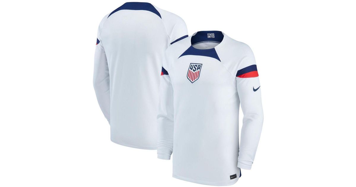 Nike White Usmnt 2022/23 Home Breathe Stadium Replica Blank Long Sleeve 