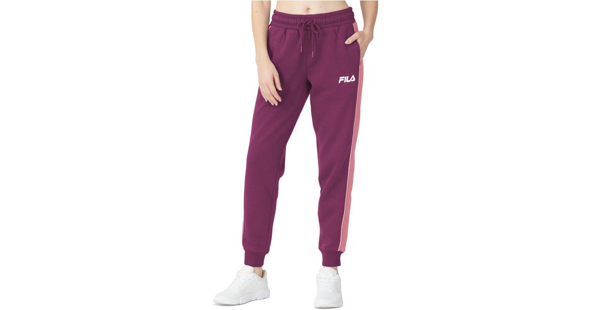 Fila Plus Size Vigor Mid-rise Colorblocked Fleece Joggers in Purple | Lyst