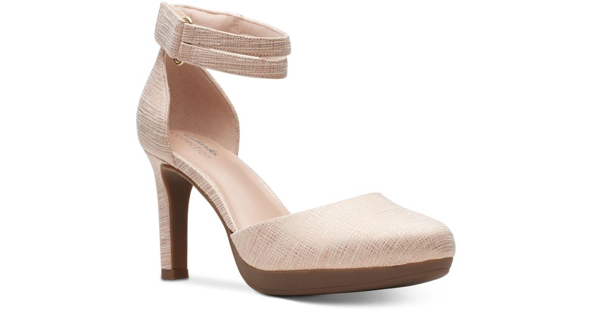 Clarks Ambyr Skip Anklestrap Platform Pumps in Natural Lyst