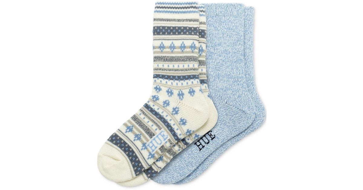 Hue 2pk. Geo Stripe Boot Socks in Blue Lyst