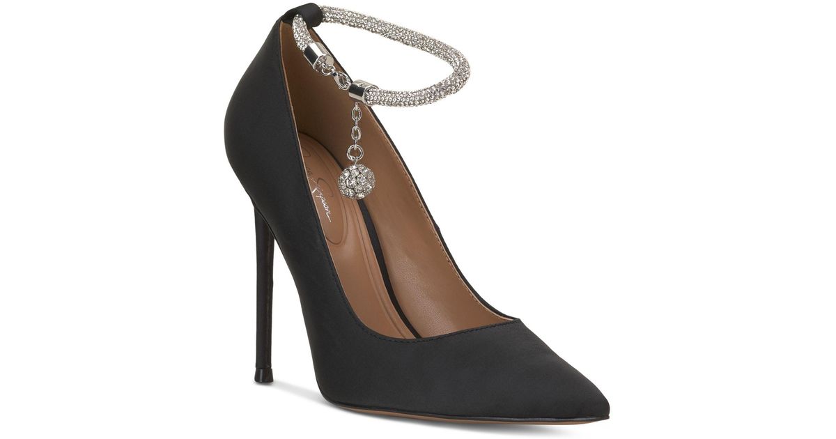 Jessica Simpson Sekani Embellished Ankle-strap Pumps in Black | Lyst
