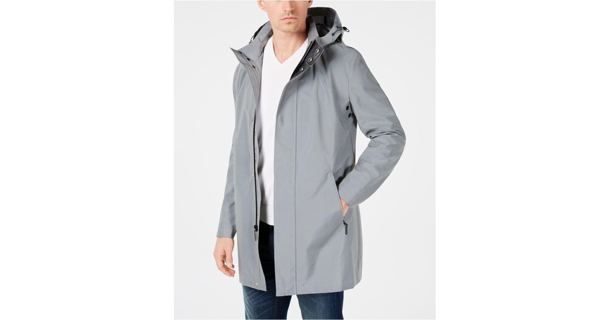 calvin klein men's slim fit black solid raincoat