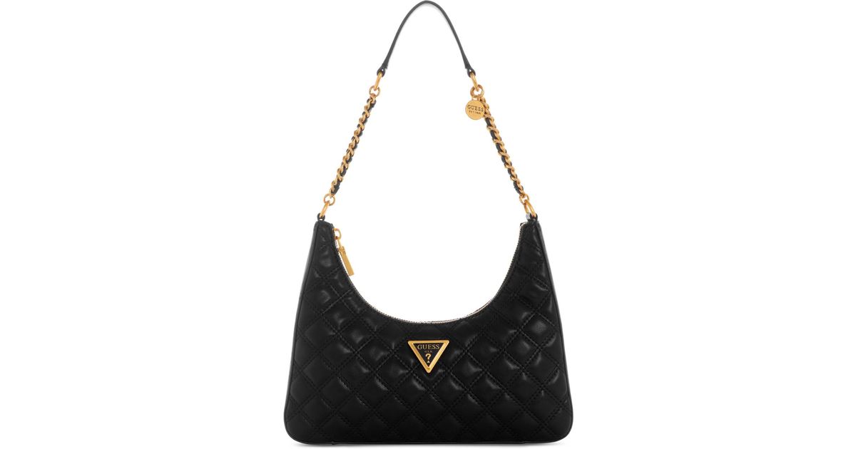 Guess Giully Quilted Small Top Zip Shoulder Bag in Black Lyst