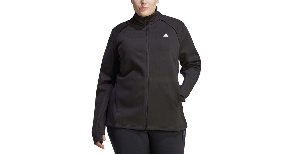 adidas Plus Size Fullzip Moisturewicking Track Jacket in Black Lyst