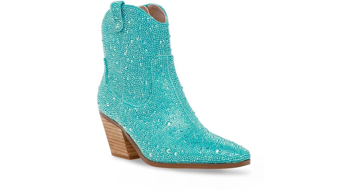 Betsey Johnson Synthetic Diva Embellished Western Booties in Light Turquoise (Blue) Lyst