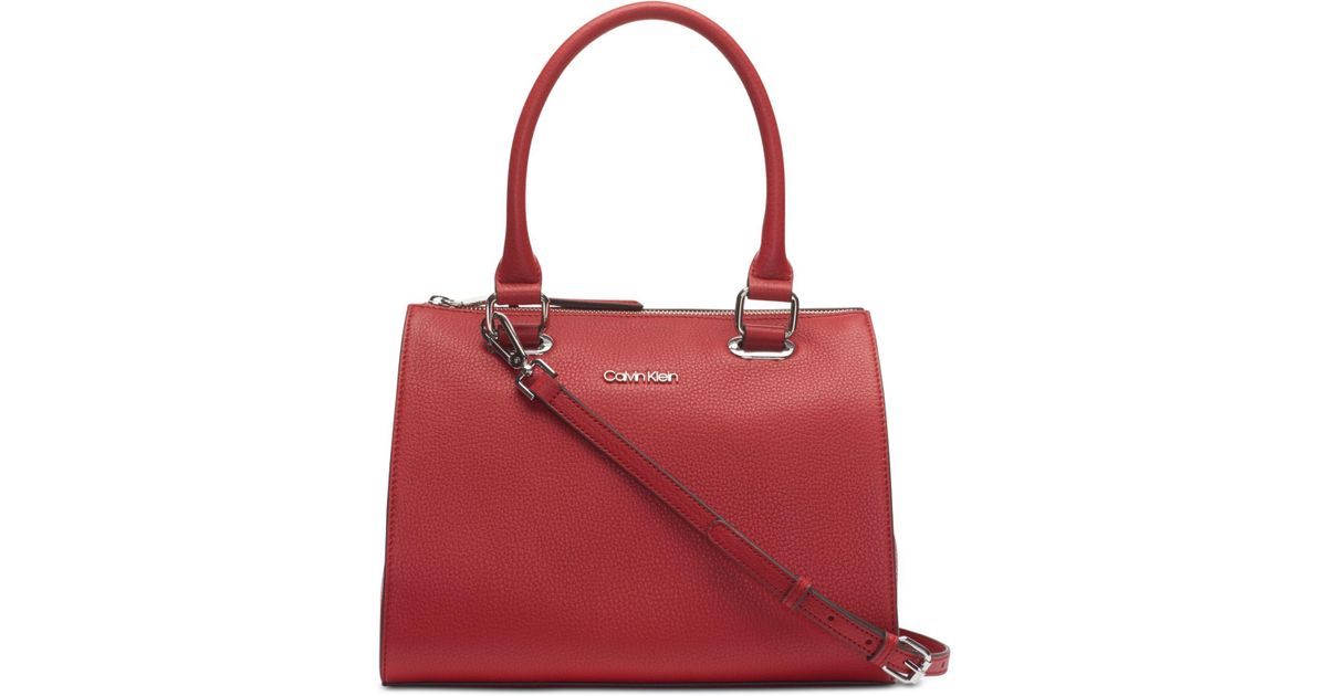 calvin klein pebble leather satchel