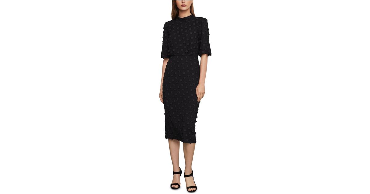 BCBGMAXAZRIA Clipped Jacquard Midi Dress in Black Lyst